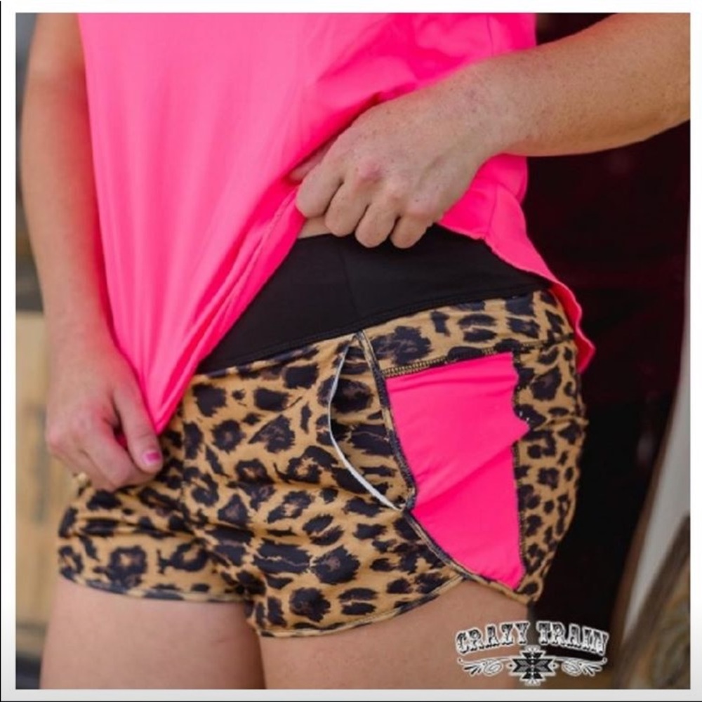 Crazy train leopard and hot pink shorts